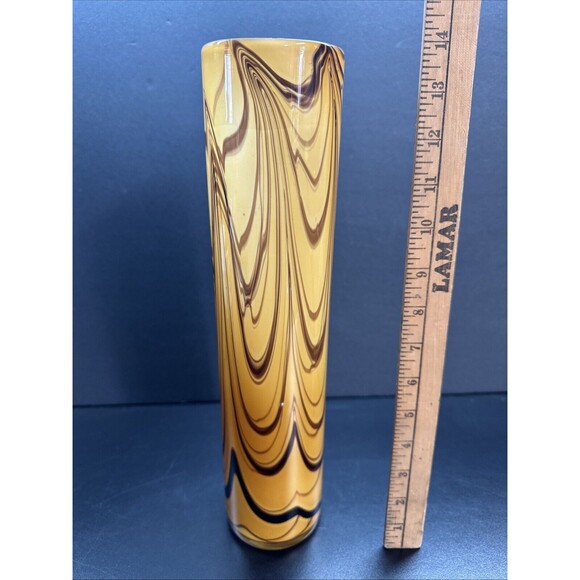 BROWN PULLED IRIDESCENT ART GLASS VASE - MINT CONDITION - Picture 3 of 5